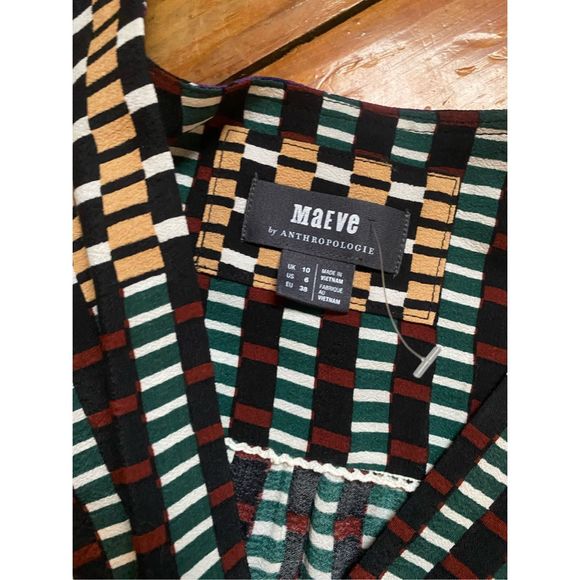 Anthropologie Maeve Gianna Tunic Dress Green Geometric Print, Size 6, MSRP $150 - Picture 5 of 13